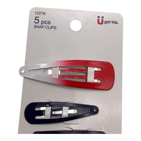 Scunci U Got This Red White Blue Hair Snap Clips Assorted Colors 5 Pcs 12278 - Picture 7 of 8